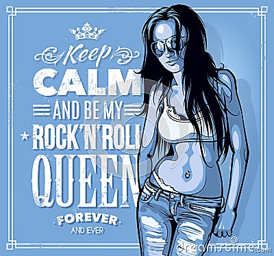 RocknRoll Queen Vector Illustration